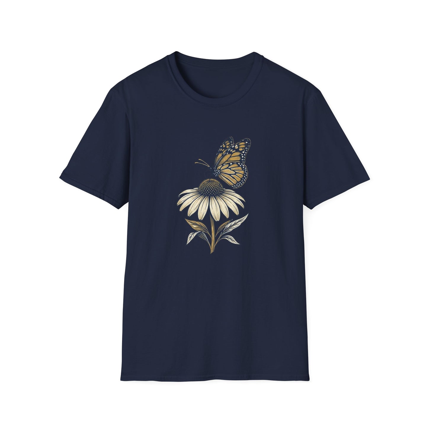 Monarch Butterfly on Daisy T-Shirt — Floral Nature Tee