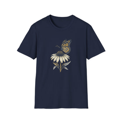 Monarch Butterfly on Daisy T-Shirt — Floral Nature Tee