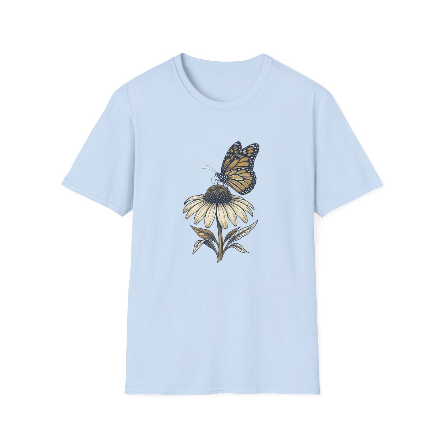 Monarch Butterfly on Daisy T-Shirt — Floral Nature Tee