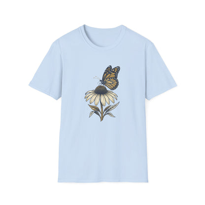 Monarch Butterfly on Daisy T-Shirt — Floral Nature Tee