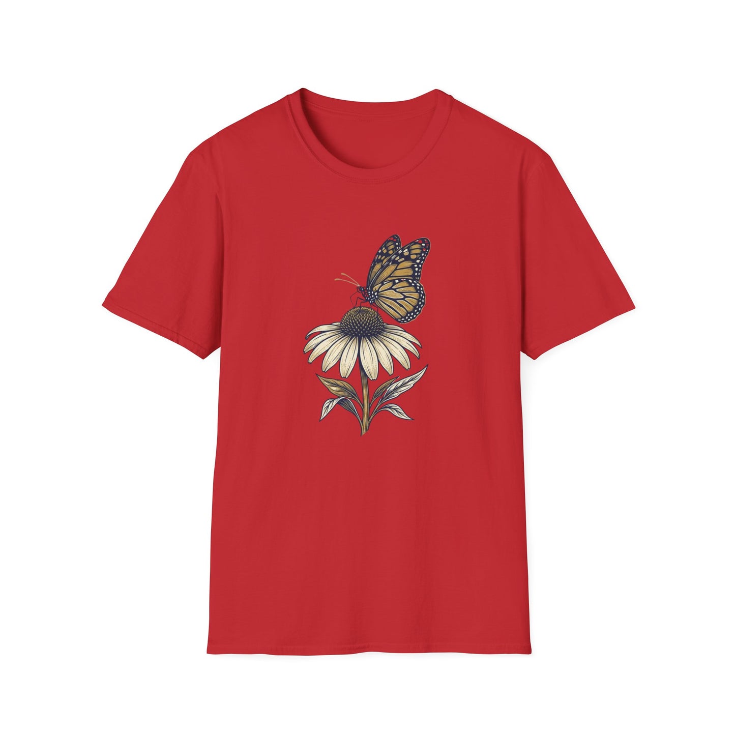 Monarch Butterfly on Daisy T-Shirt — Floral Nature Tee
