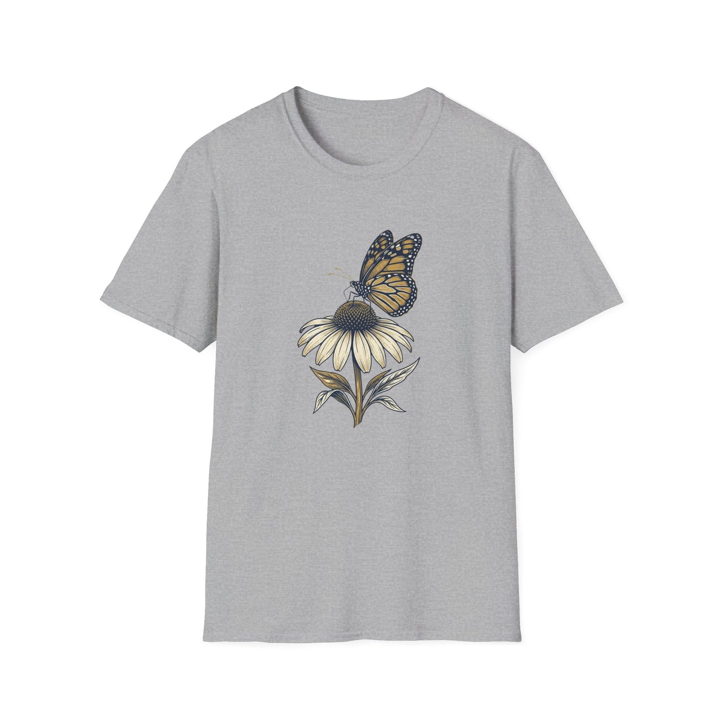 Monarch Butterfly on Daisy T-Shirt — Floral Nature Tee