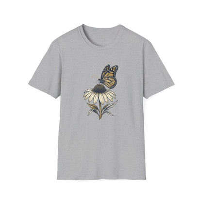Monarch Butterfly on Daisy T-Shirt — Floral Nature Tee