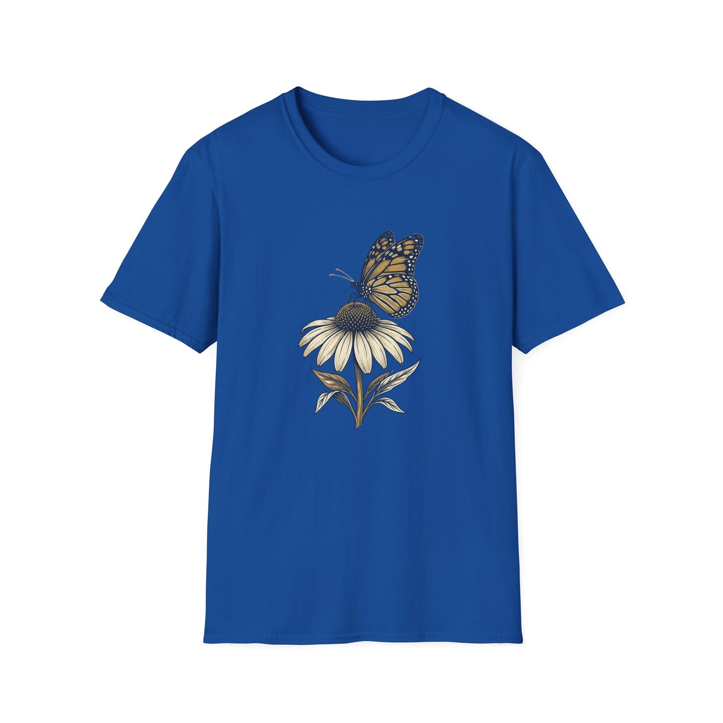 Monarch Butterfly on Daisy T-Shirt — Floral Nature Tee