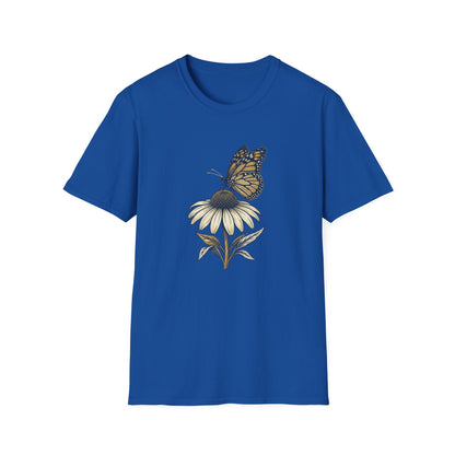 Monarch Butterfly on Daisy T-Shirt — Floral Nature Tee