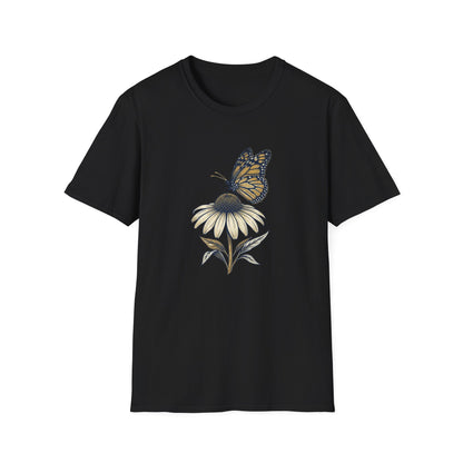 Monarch Butterfly on Daisy T-Shirt — Floral Nature Tee