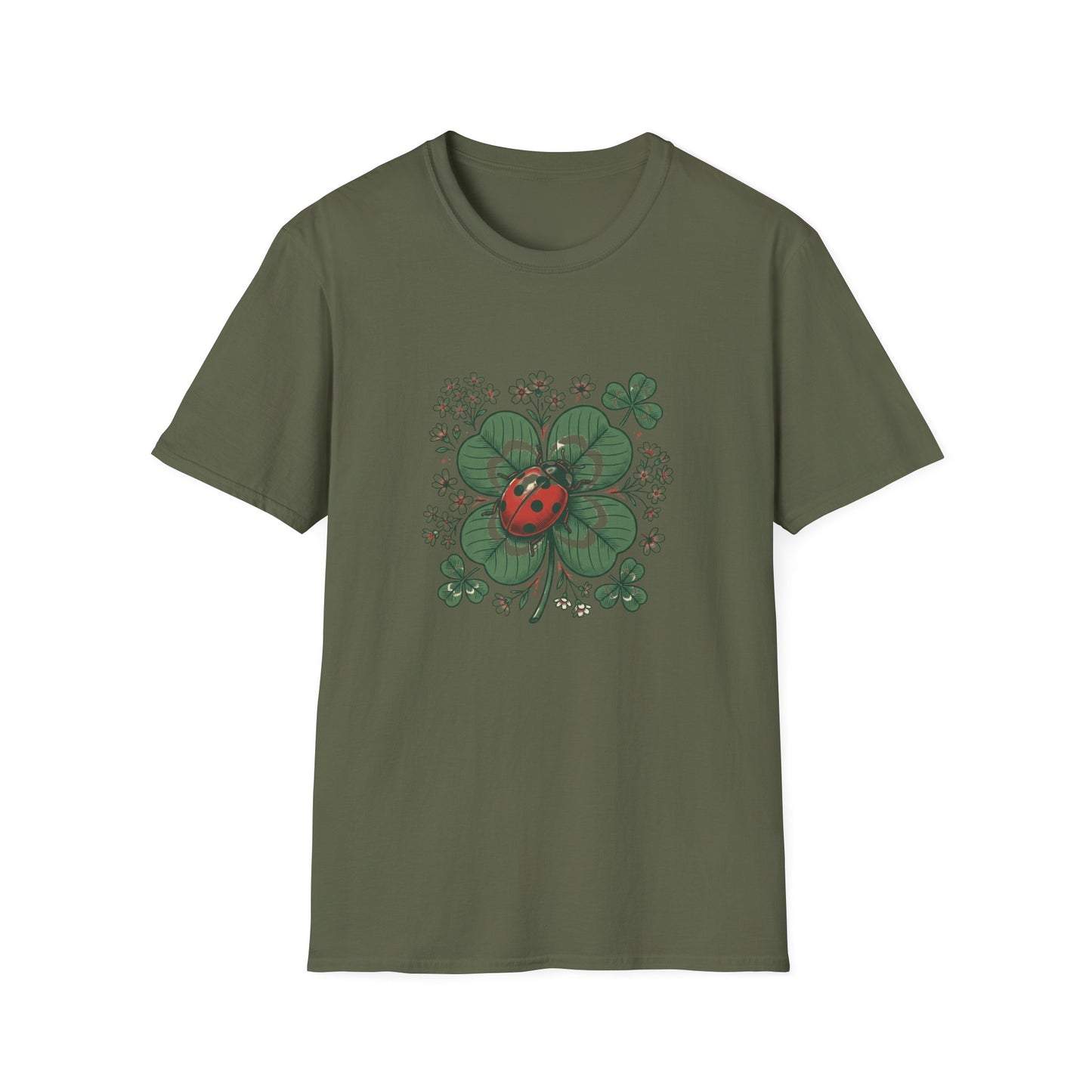 Ladybug on Four-Leaf Clover - T-Shirt