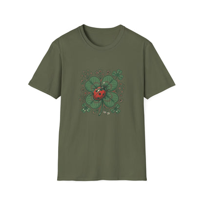 Ladybug on Four-Leaf Clover - T-Shirt
