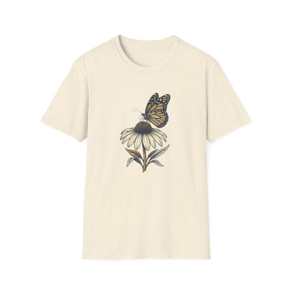 Monarch Butterfly on Daisy T-Shirt — Floral Nature Tee