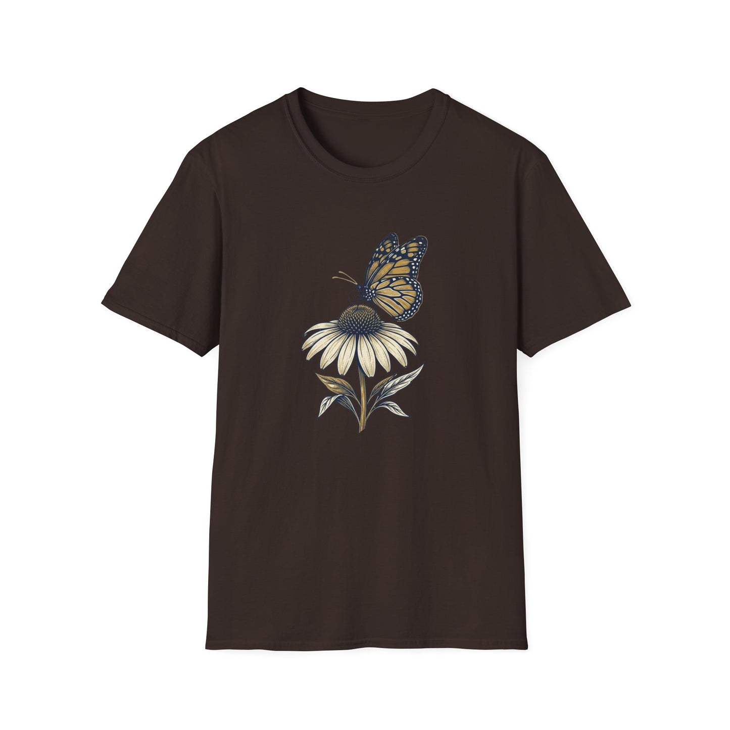Monarch Butterfly on Daisy T-Shirt — Floral Nature Tee