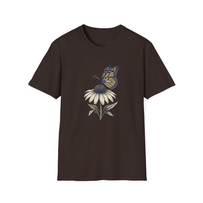 Monarch Butterfly on Daisy T-Shirt — Floral Nature Tee
