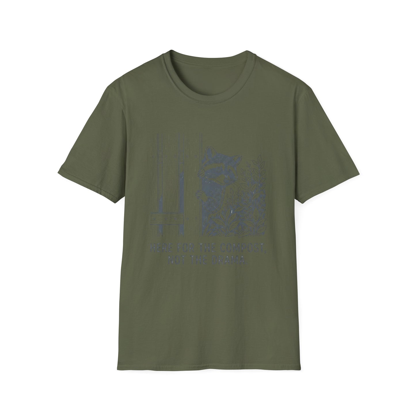 Here for the Compost, Not the Drama - Raccoon Peeking T-Shirt