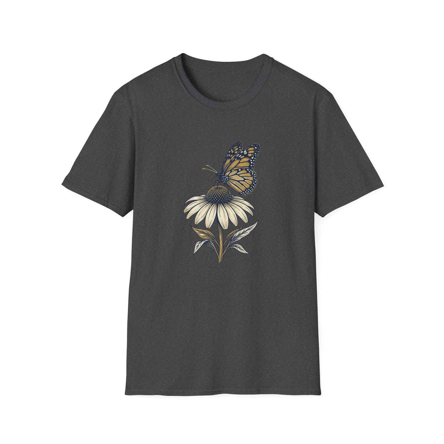 Monarch Butterfly on Daisy T-Shirt — Floral Nature Tee