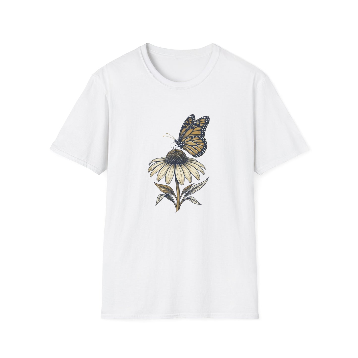 Monarch Butterfly on Daisy T-Shirt — Floral Nature Tee