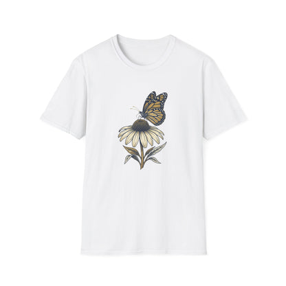 Monarch Butterfly on Daisy T-Shirt — Floral Nature Tee