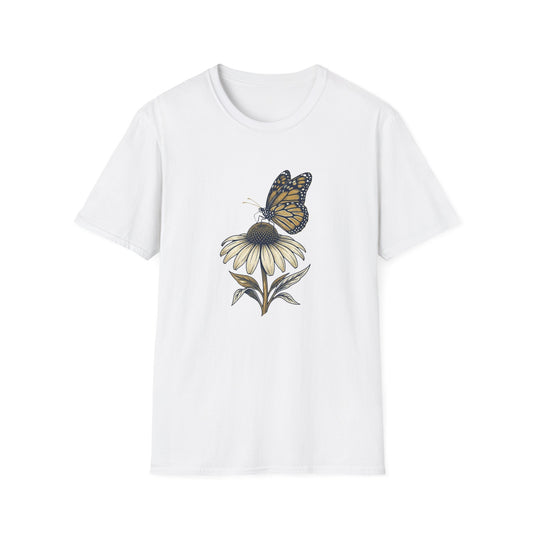 Monarch Butterfly on Daisy T-Shirt — Floral Nature Tee