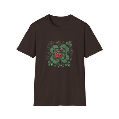 Ladybug on Four-Leaf Clover - T-Shirt